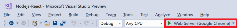 Screenshot that shows selecting Chrome as the debug target.