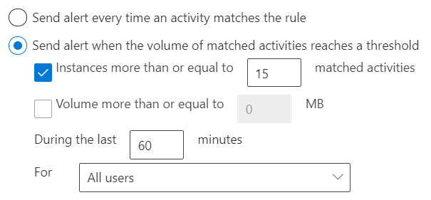 send an alert every time a rule matches or aggregate over time into fewer reports