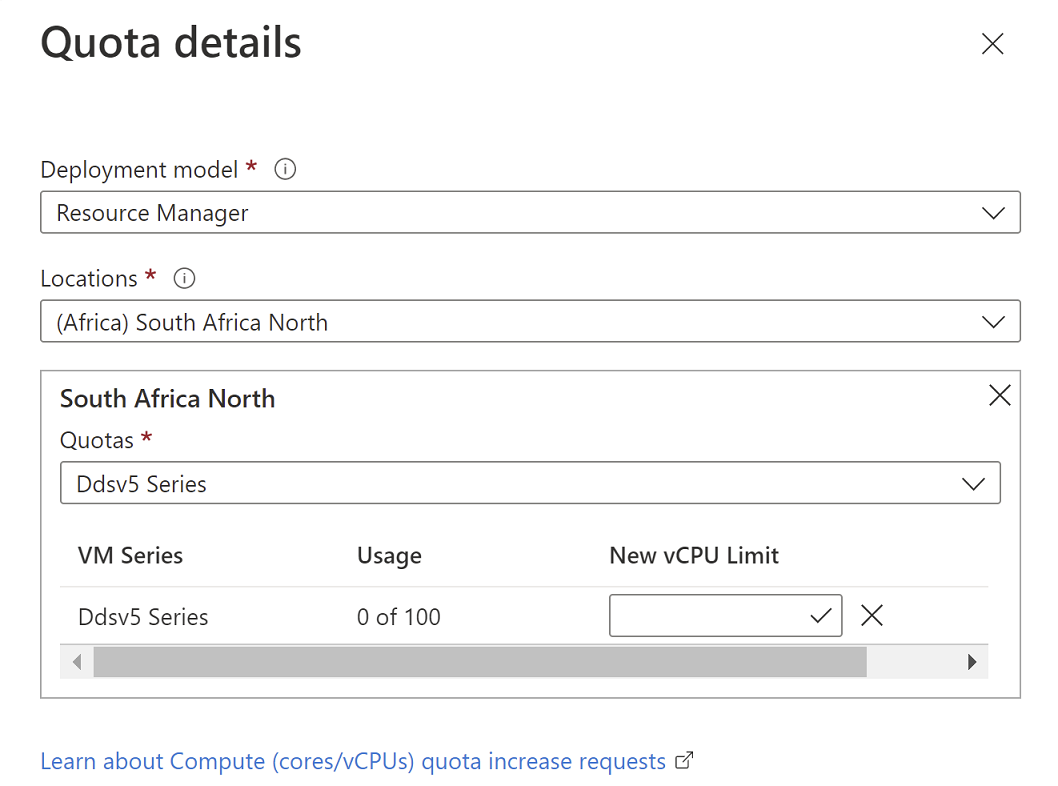 Screenshot of the quota details page.