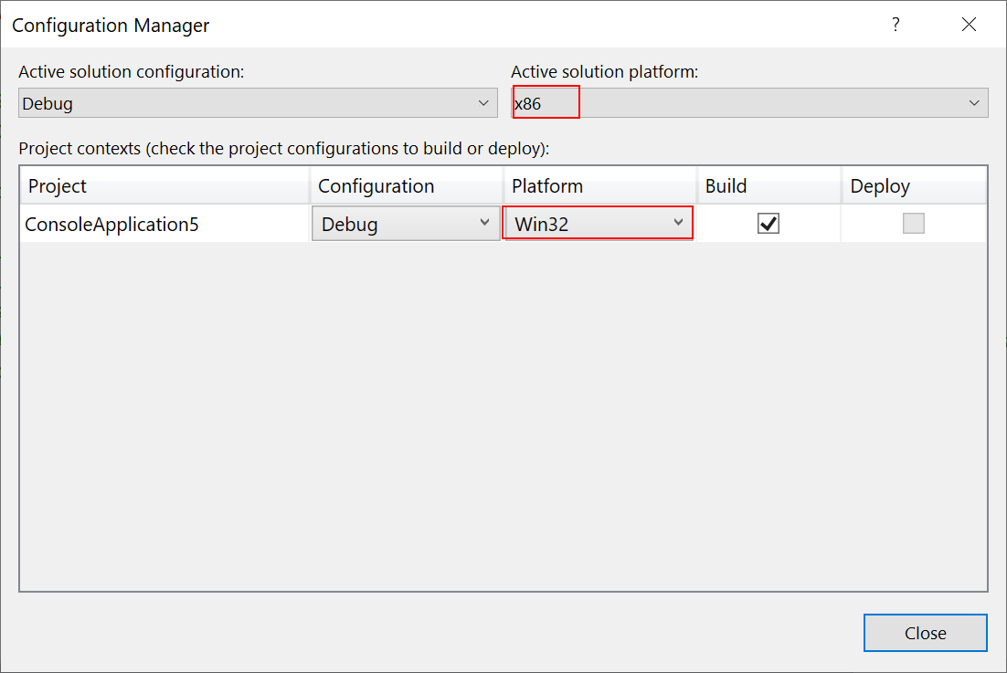 Screenshot showing solution platform and project platform