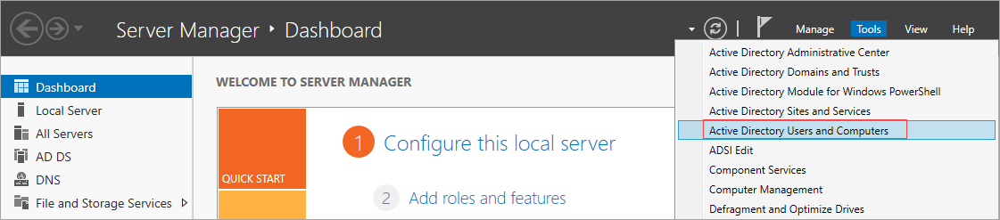 Screenshot of Active Directory Users and Computers.