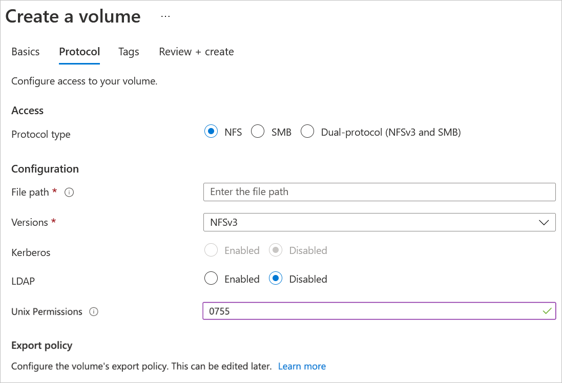 Specify NFS protocol