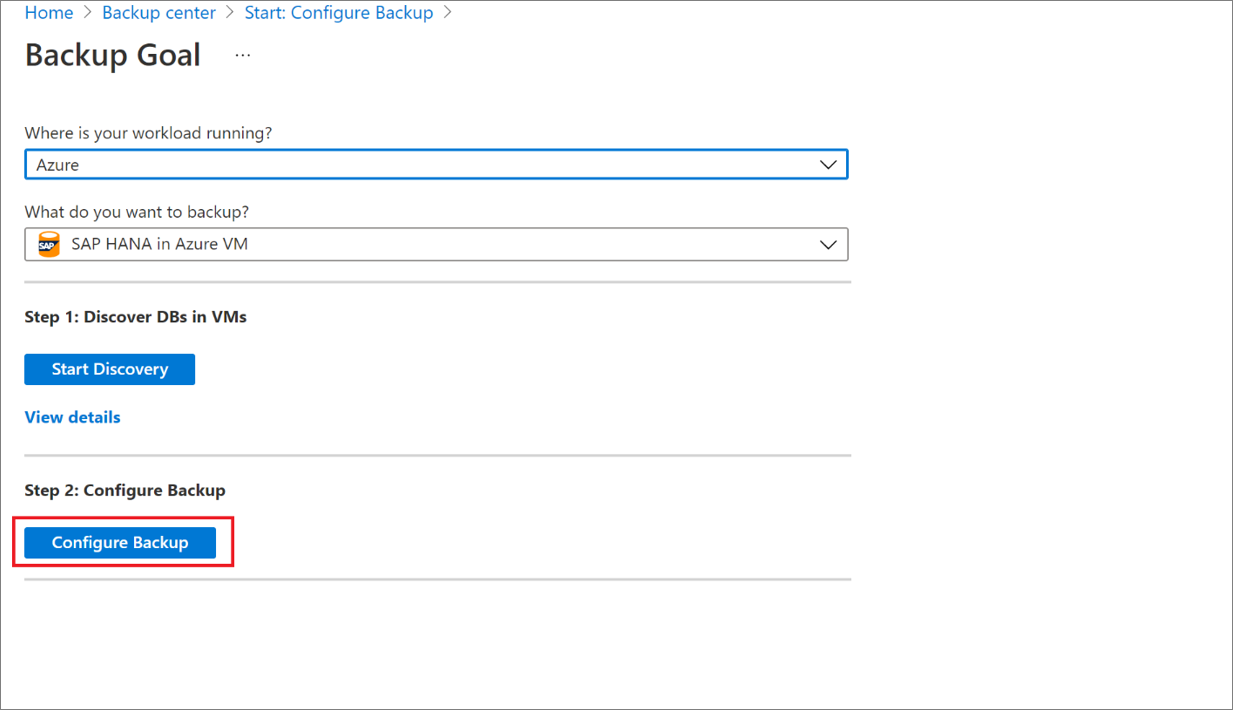 Screenshot showing to configure Backup.