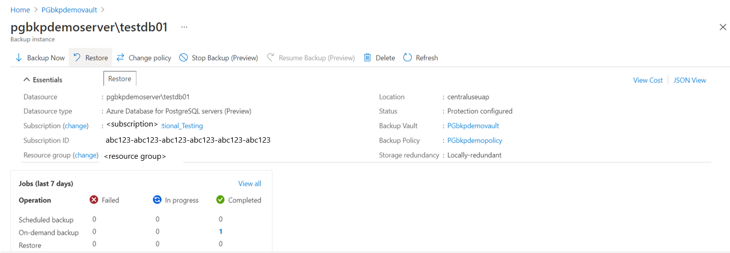 Screenshot showing the process to select and restore a database.