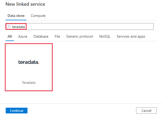 Select the Teradata connector.