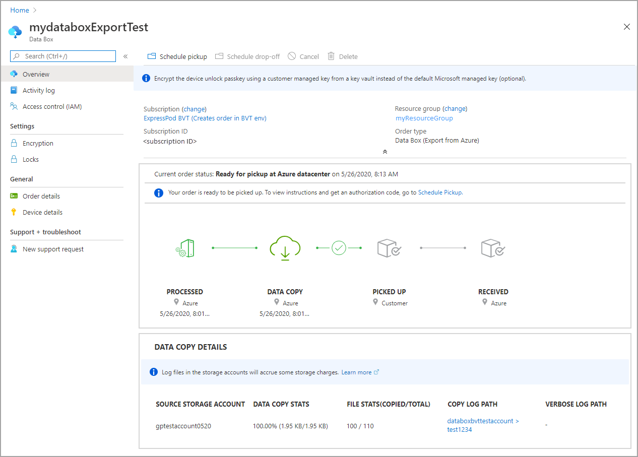 Self-managed shipping ready for pickup