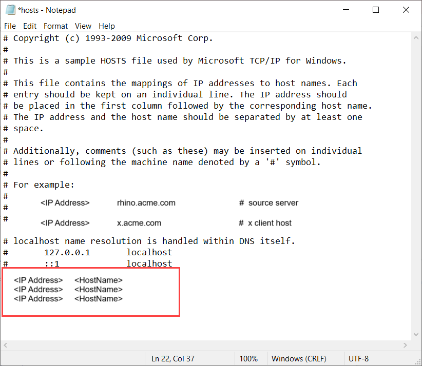 Modify hosts file on Windows client