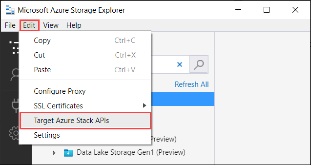 Configure Storage Explorer