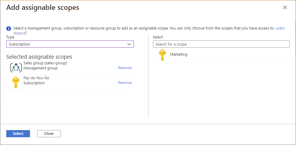 Add assignable scopes