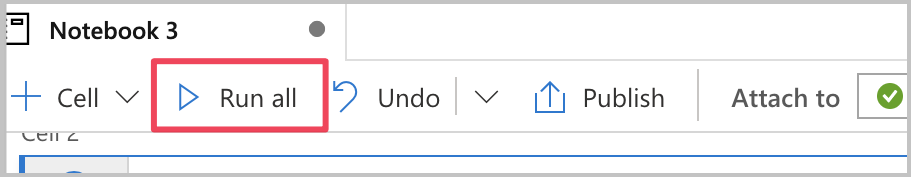 Screenshot of a notebook, with Run all highlighted.