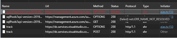 Screenshot from the Developer tools of Microsoft Edge showing the status text.