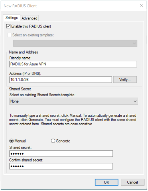 The image about RADIUS client settings