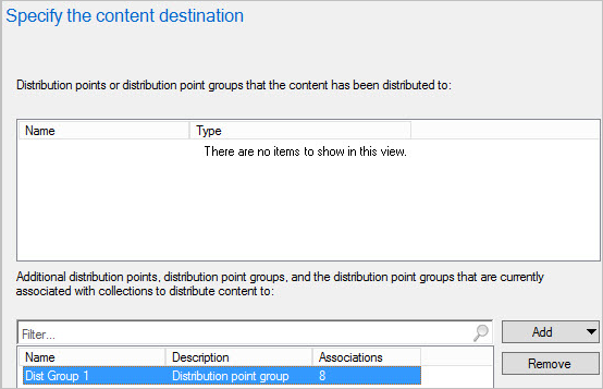 Specify distribution point