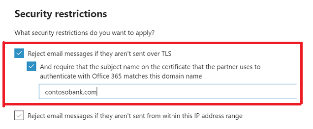 Screenshot that shows the screen on which encryption is done using the domain certificate name.