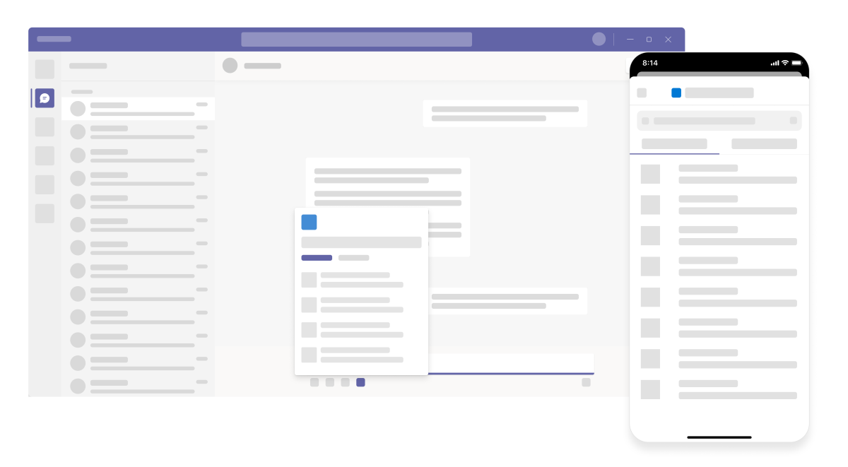 Conceptual representation of what message extensions look like in the Teams client.