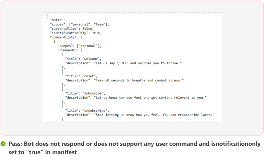 Graphic shows an example of notification only property set to true in the app manifest.