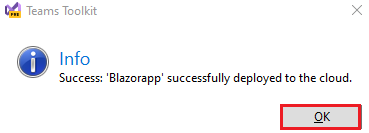 Screenshot shows Teams Toolkit with OK option.