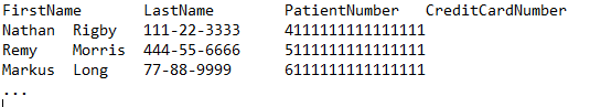 image showing a tab separated table with four columns and three rows of data of artificial real data