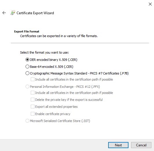 AD FS Certificate Export 3