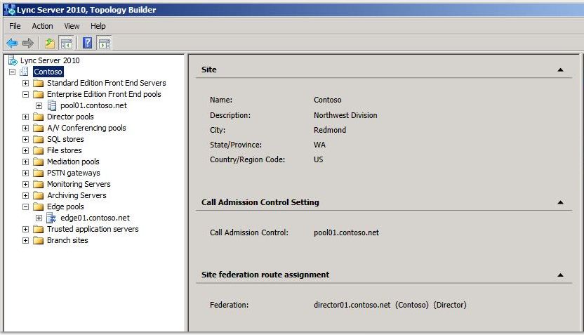 Topology Builder, Site Federation Route.