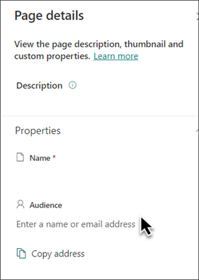 Screenshot of applying audience targeting in the properties panel.