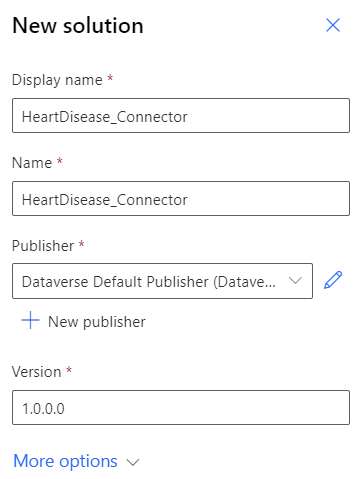 Screenshot of how to create a solution to store the custom connector.