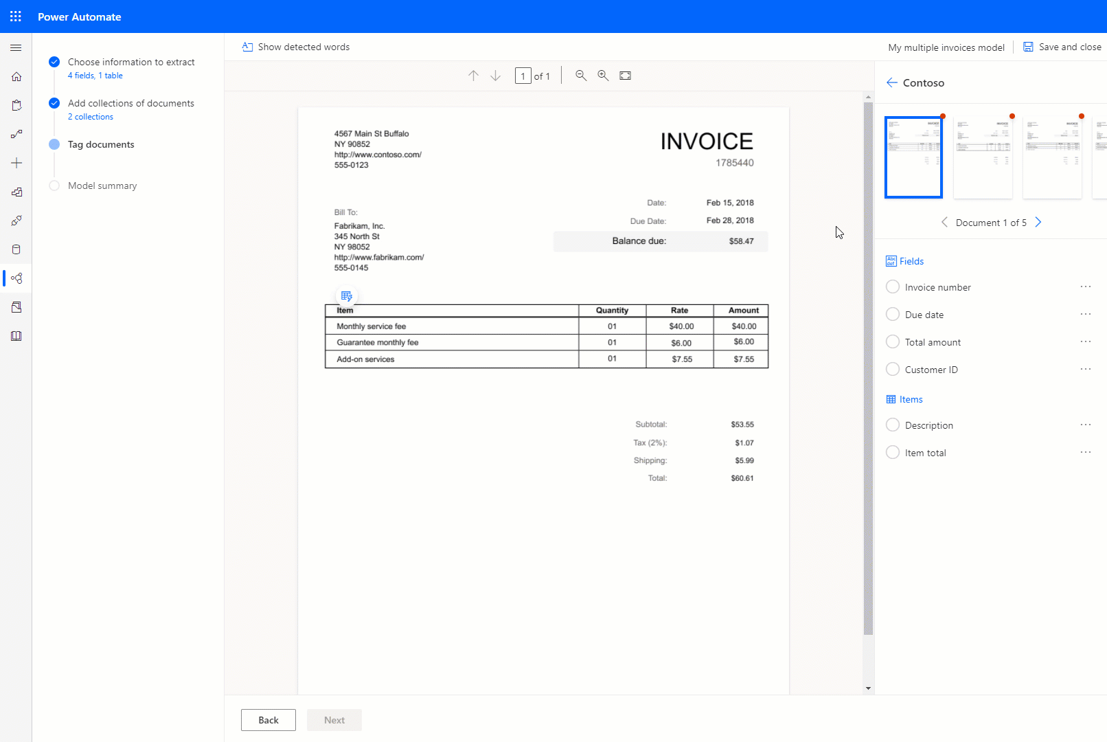 Animation of tagging fields in a document.