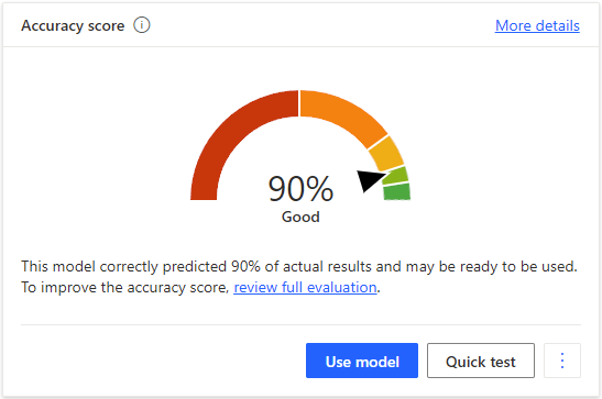 Screenshot of the accuracy score.