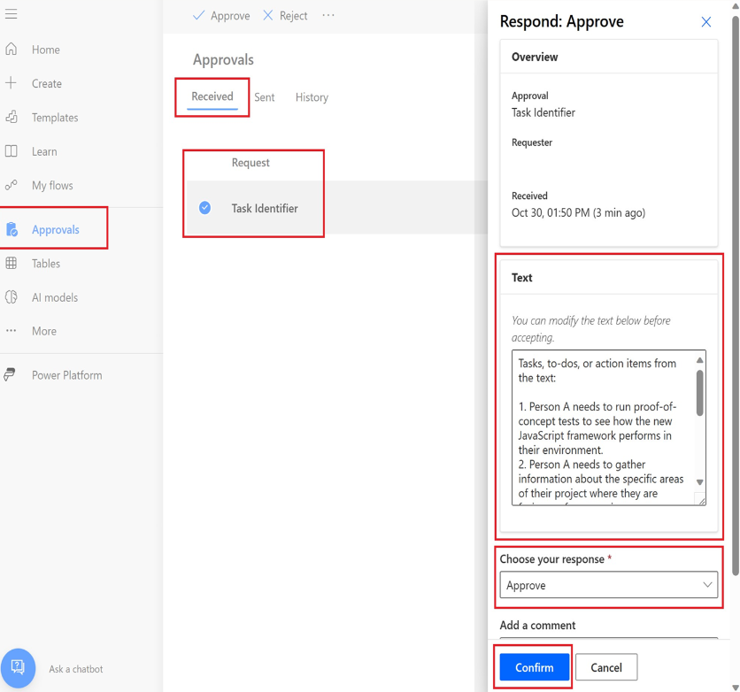 Screenshot of configuring human oversight approvals.