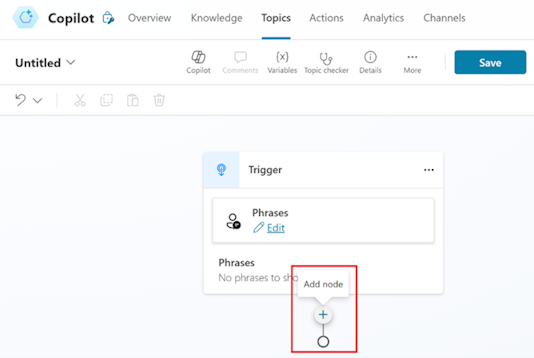 Screenshot of how to add a node.