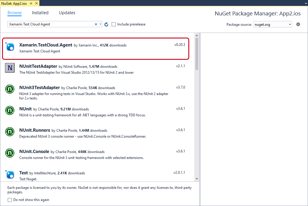 Adding the Xamarin Test Cloud Agent (windows)