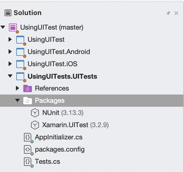 Xamarin UITest NuGet Packages