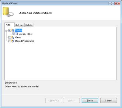 Updating an Entity Framework model from the database