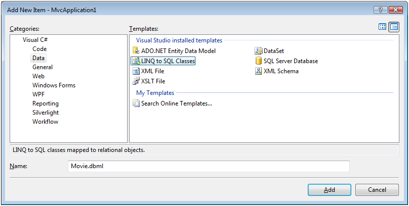 Creating LINQ to SQL classes