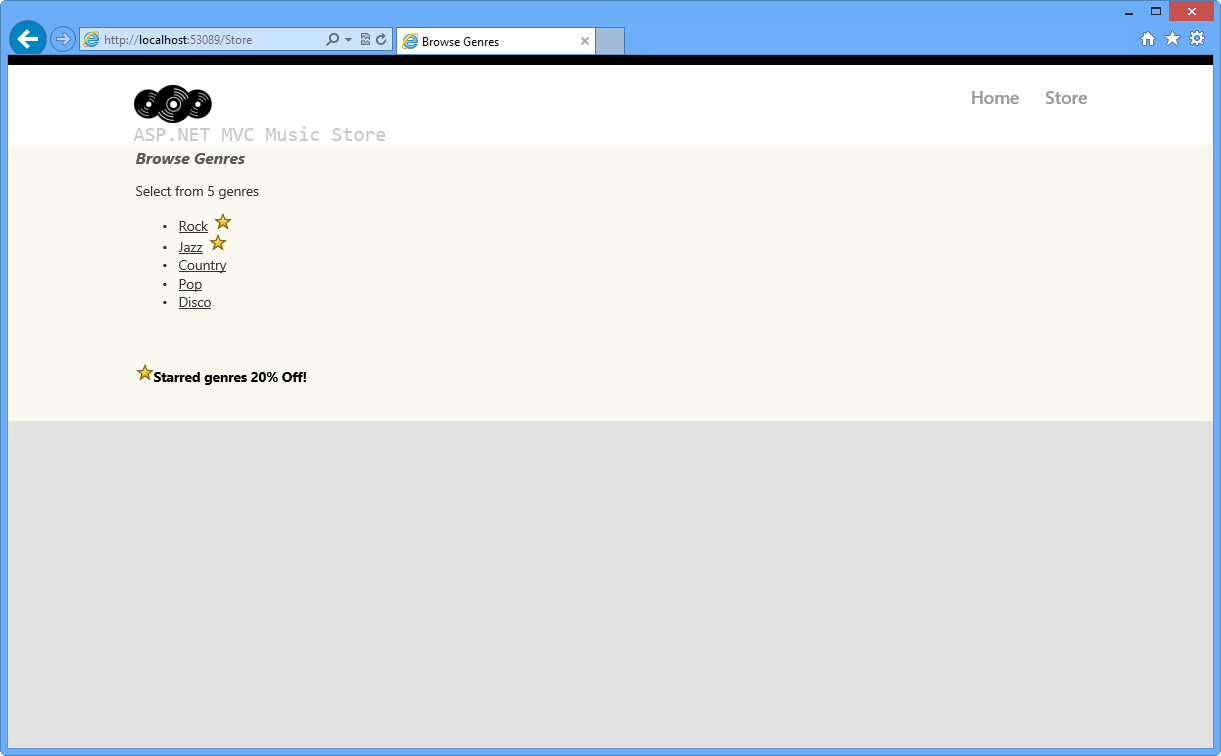 Browsing Genres with starred elements