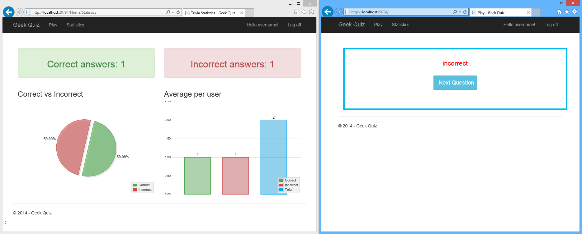 Statistics page refreshed after answer