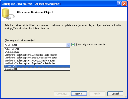 Specify the Object to Use with the ObjectDataSource Control