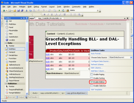 Remove All But the Needed BoundFields and Check the Enable Editing Checkbox