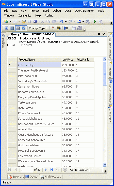 The Price Rank is Included for Each Returned Record