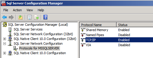 In the details pane, right-click the TCP/IP row, then click Enable