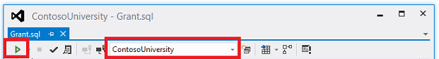 In the database drop-down list select ContosoUniversity. Select Execute.