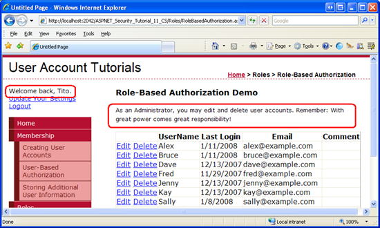 Tito is Shown the Administrators Role-Specific Message