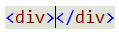 Screenshot that shows an insertion point between two H T M L elements.