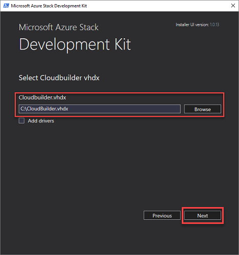 Select cloudbuilder.vhdx and add drivers to ASDK
