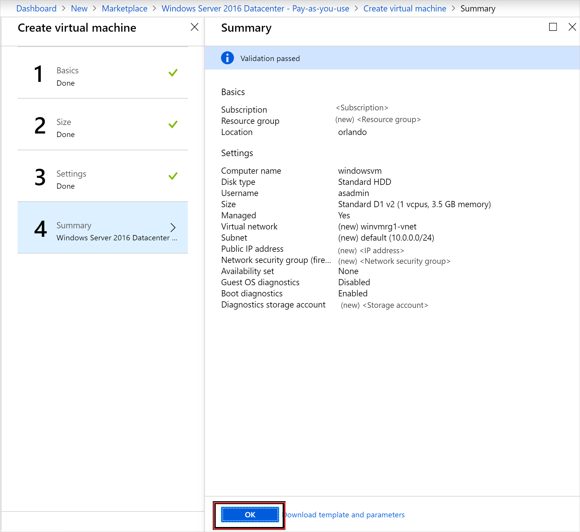 Create a VM - Summary