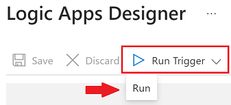 Screenshot of Run trigger and Run buttons.