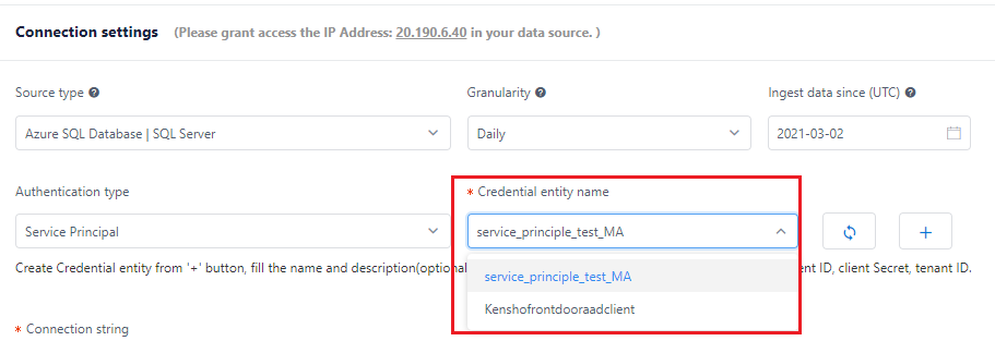 choose credential entity