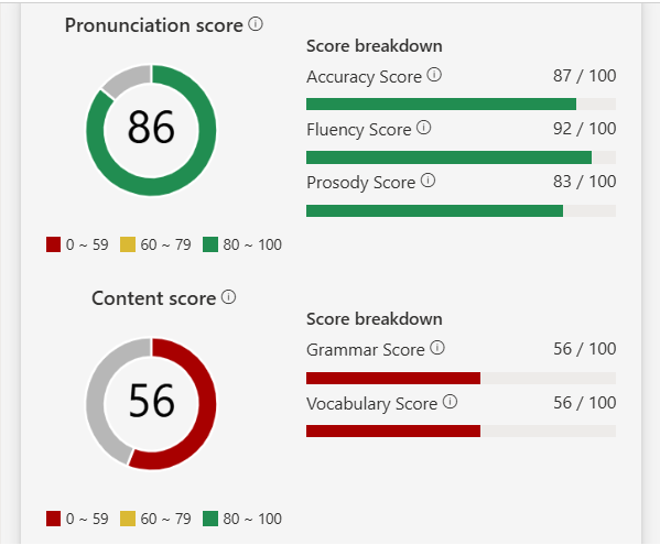 Screenshot of a detailed assessment report.