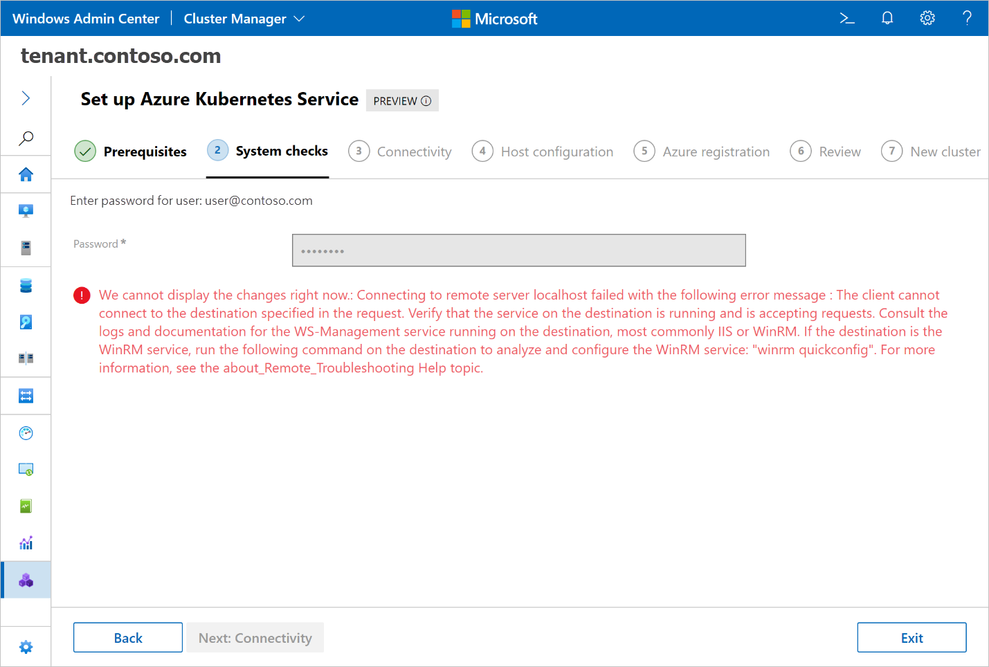 Connecting to remote server localhost failed.