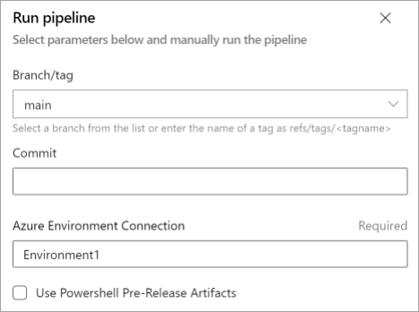 Screenshot of how to choose the branch for setting up the release process.